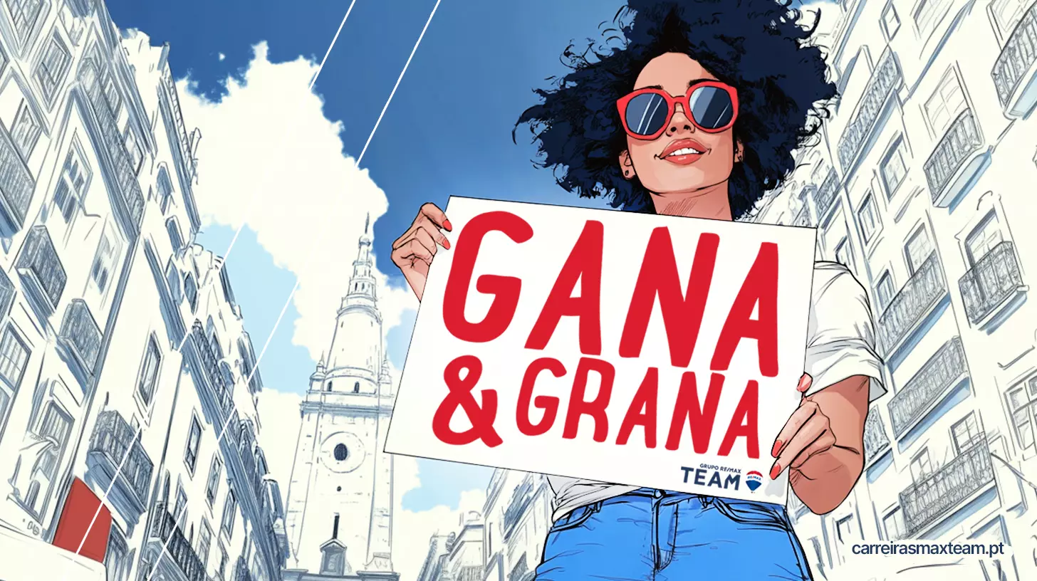 Illustrated woman holding a Gana & Grana sign