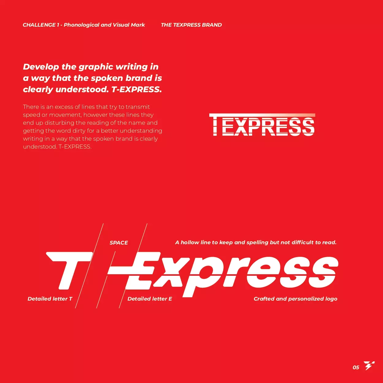 T-Express rebrand sheet in red with the logo