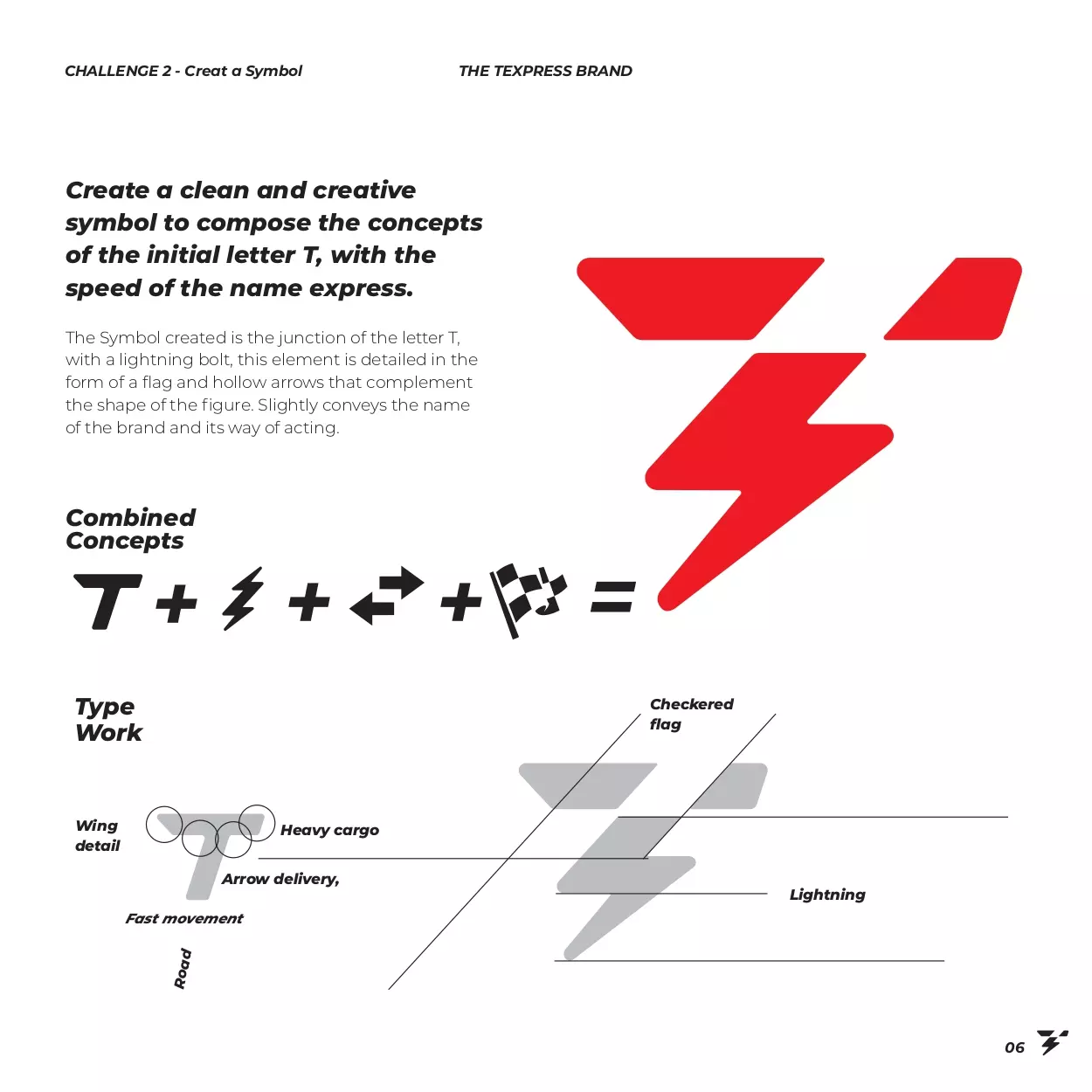 T-Express symbol construction: a T and a lightning bolt