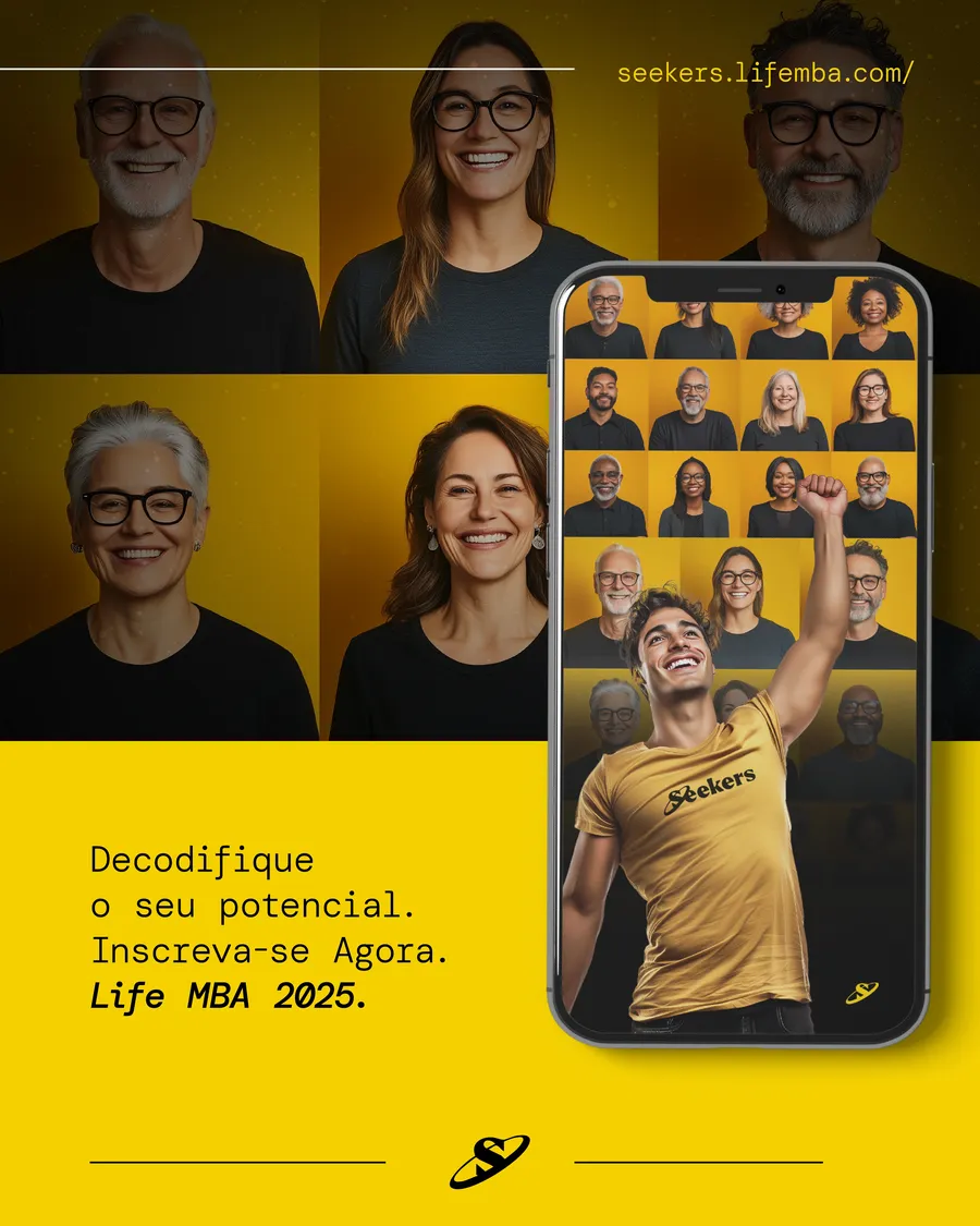 Seekers launch post with a phone mockup and mentors