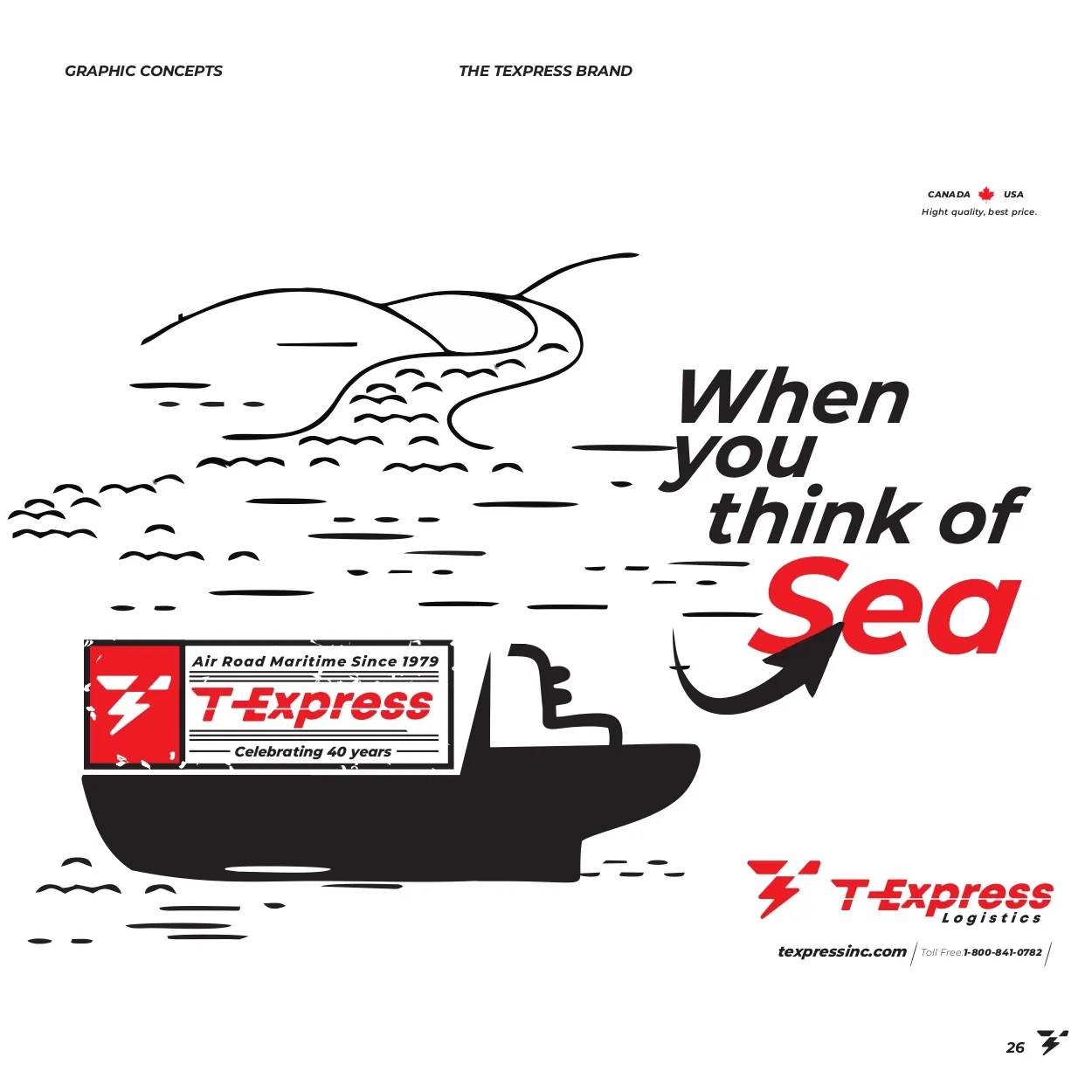 Line-art illustration: When you think of Sea