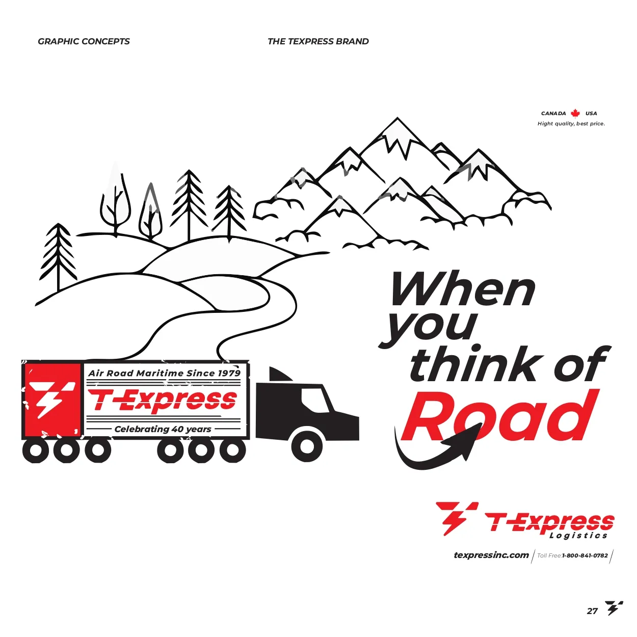 Line-art illustration: When you think of Road