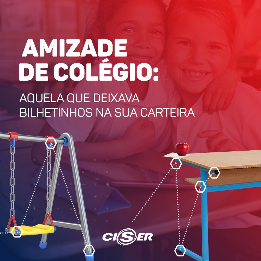 Red post: School friendship, with a school desk