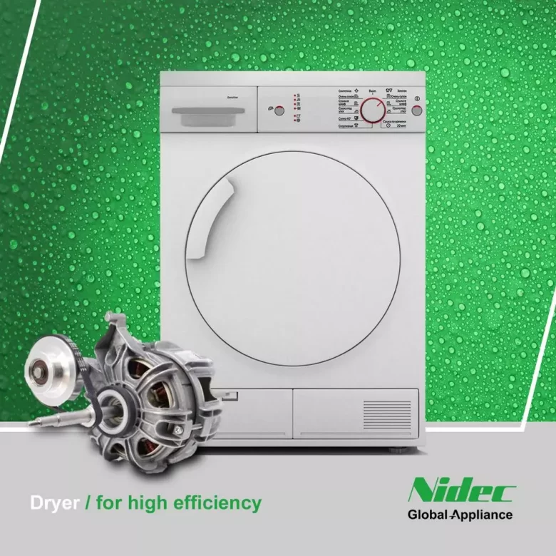 WET post: tumble dryer with its motor, for high efficiency