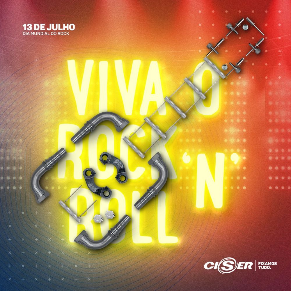 Rock Day poster: a bass built from Ciser products with neon letters