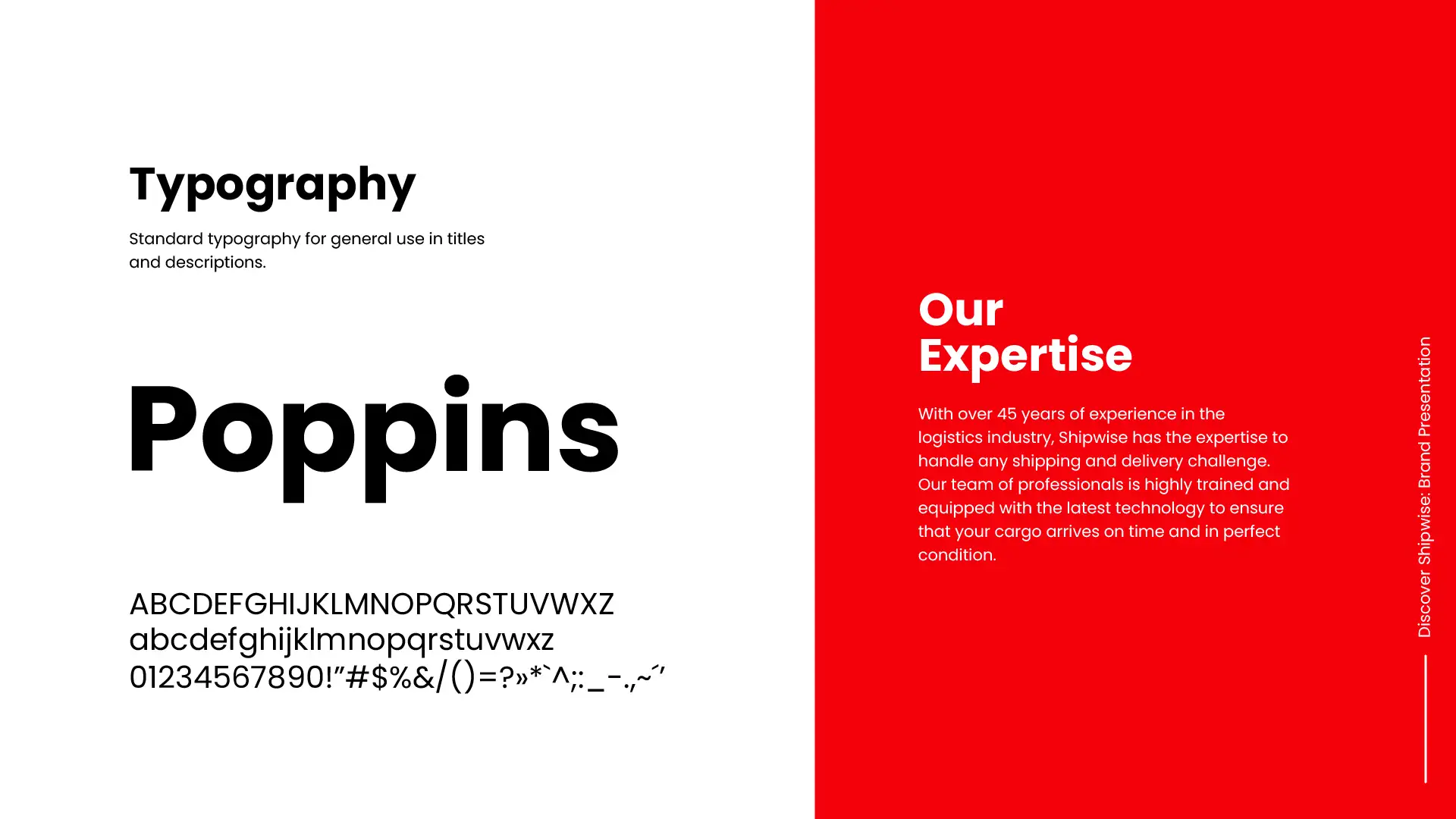 Shipwise typography sheet showing the Poppins family