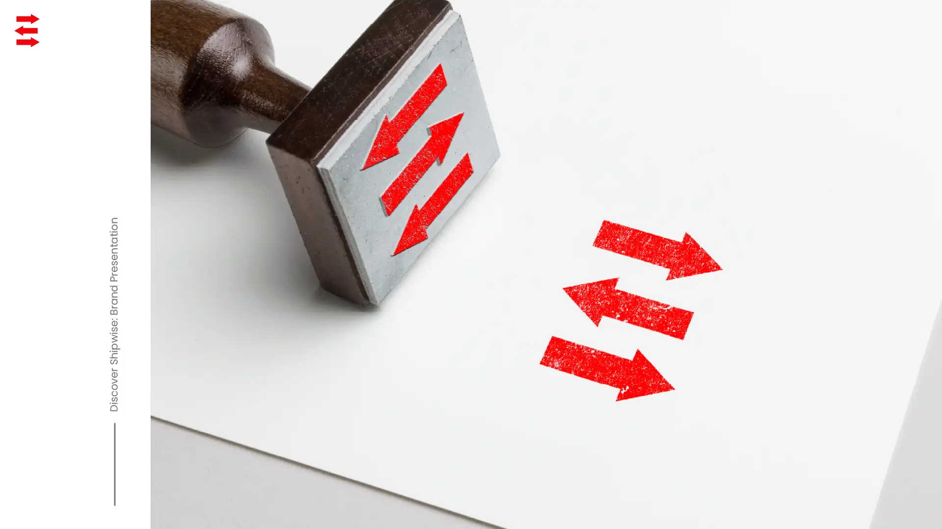 Rubber stamp with the Shipwise arrows icon