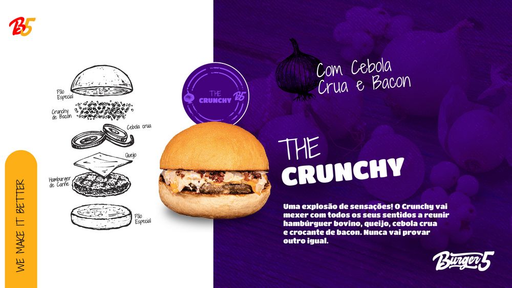 Burger Five menu page: The Crunchy