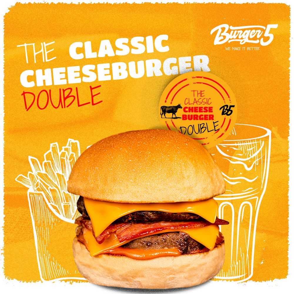 Burger Five visual identity, The Classic Cheeseburger Double social card