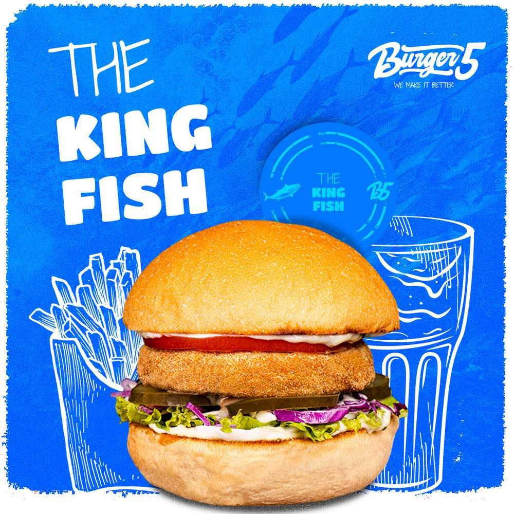 Burger Five visual identity, The King Fish social card