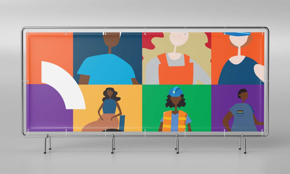 VC Census 2021 outdoor panel with illustrated people