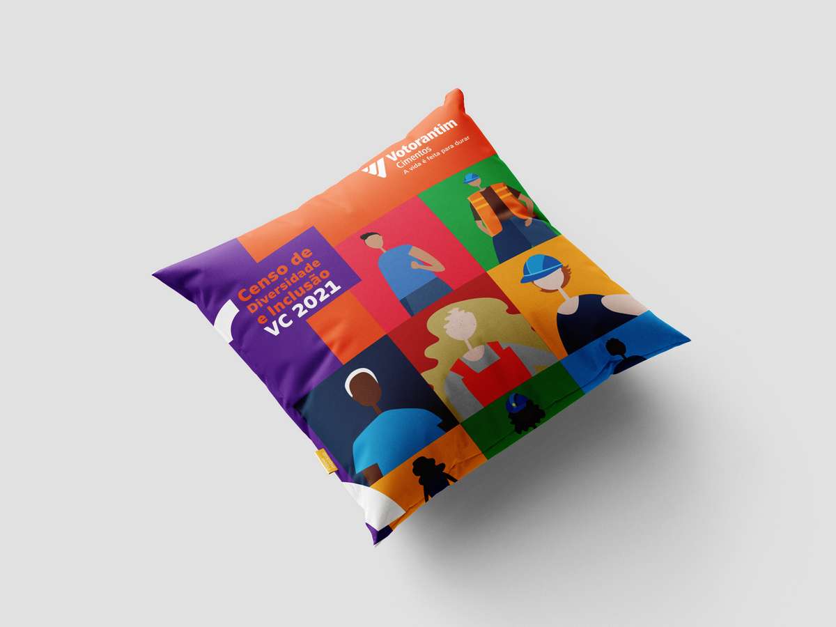 VC Census 2021 pillow mockup in colourful patterns