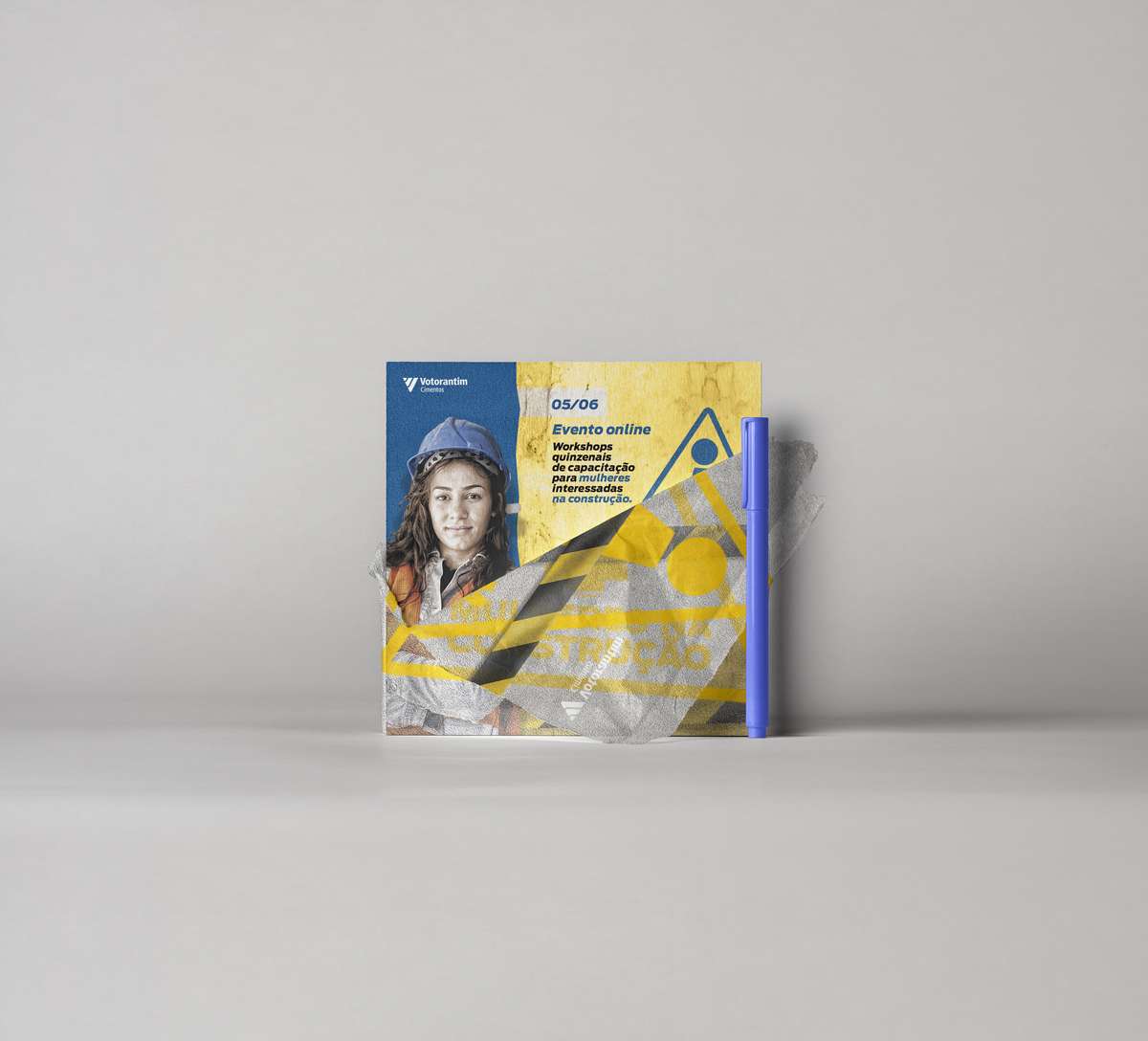 Women in Construction campaign pieces, stacked prints on a light background