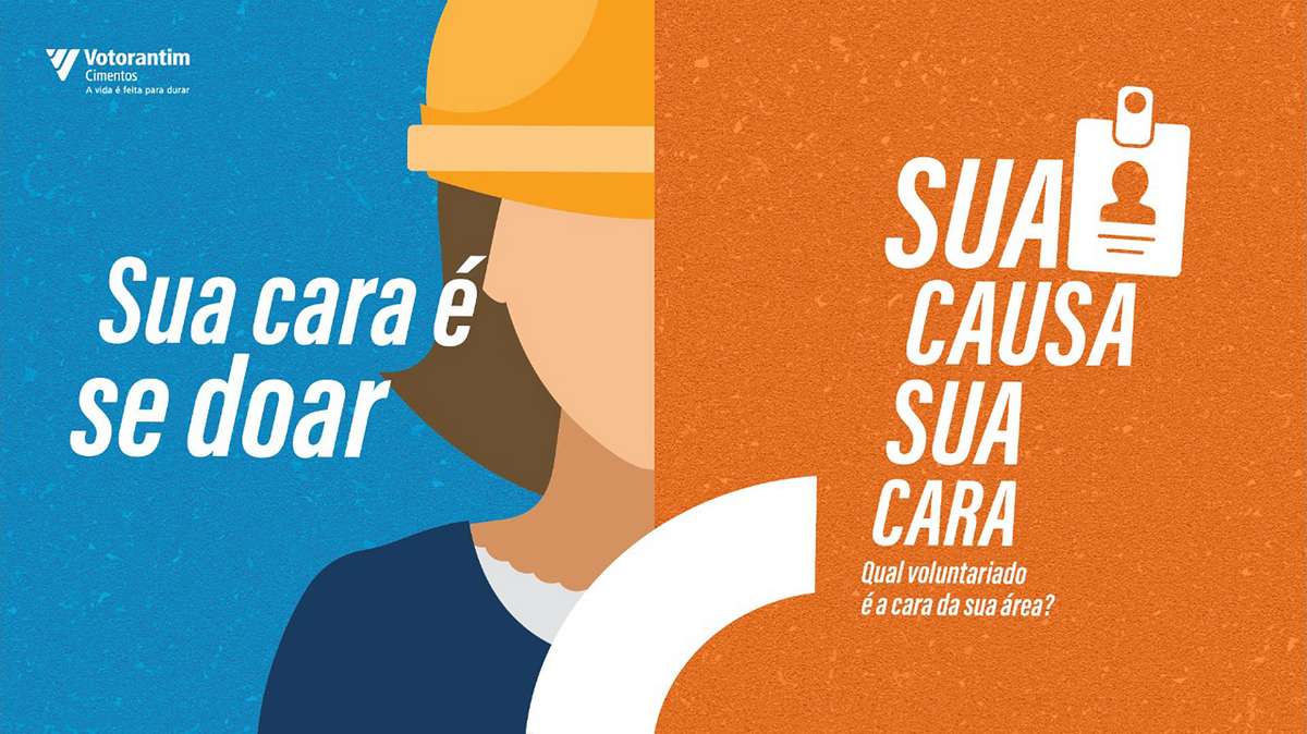 Your Cause, Your Face key visual, orange background and blue sky,