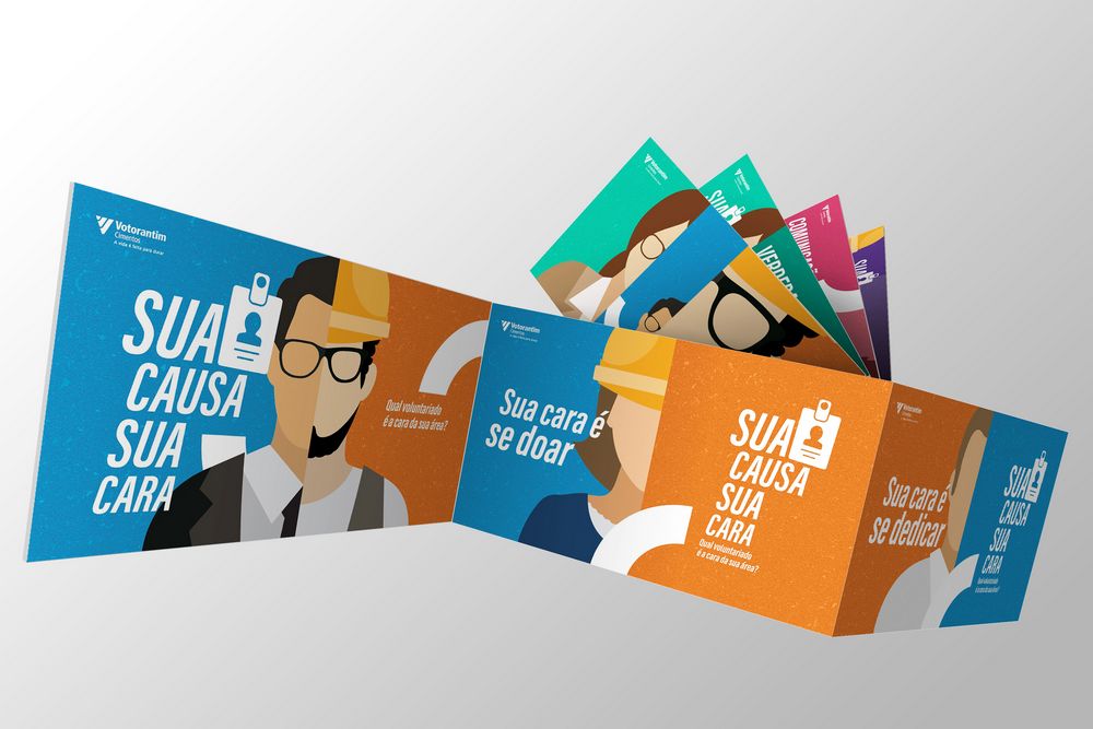 Mockup of Your Cause, Your Face printed materials, Votorantim Cimentos