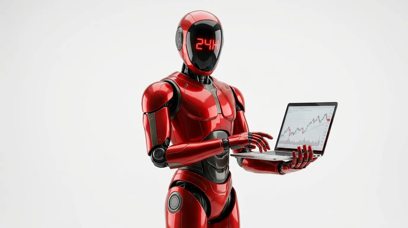 BIGcash red 24H robot character, scene 4