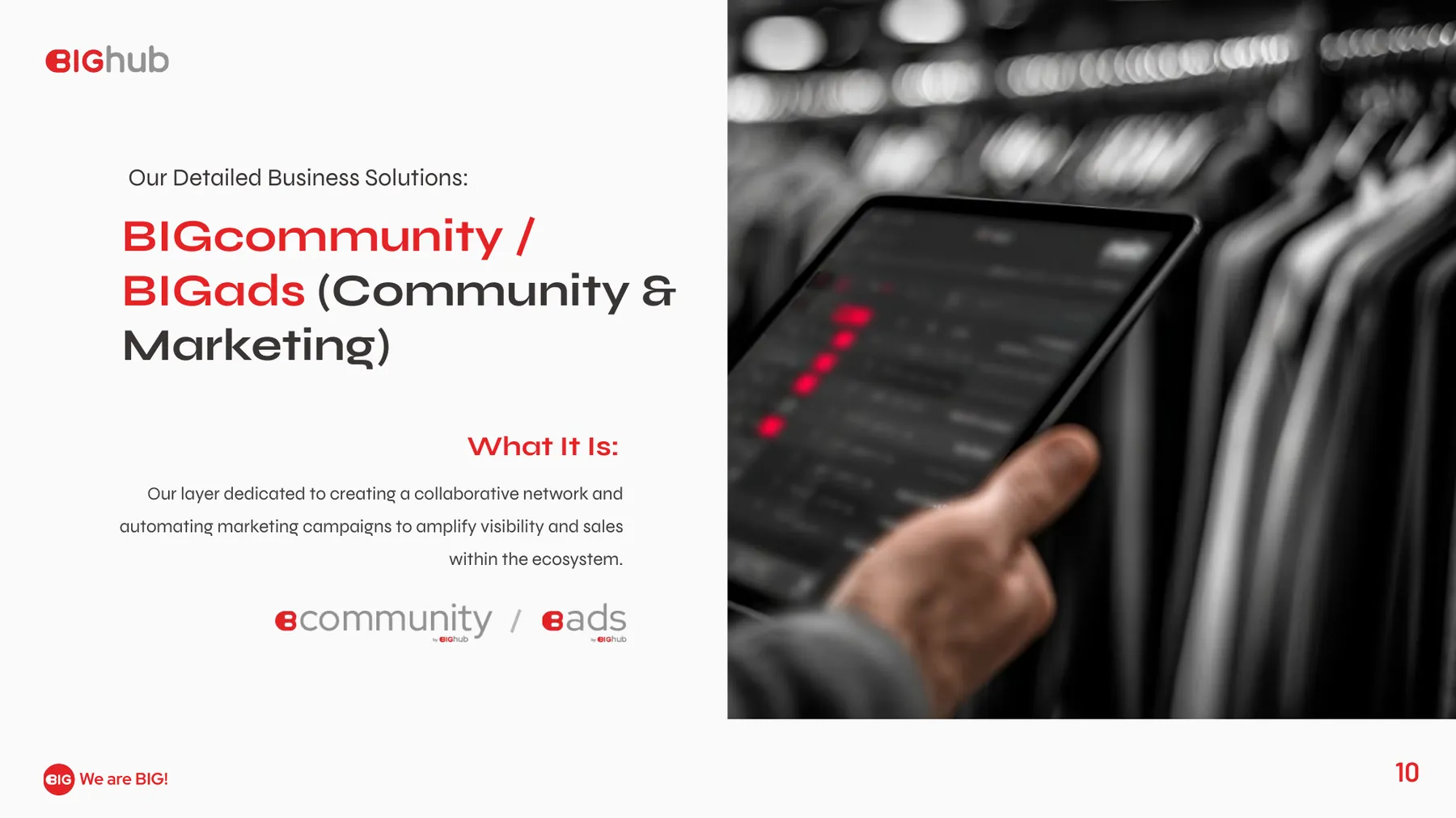 BIGhub pitch deck, community slide