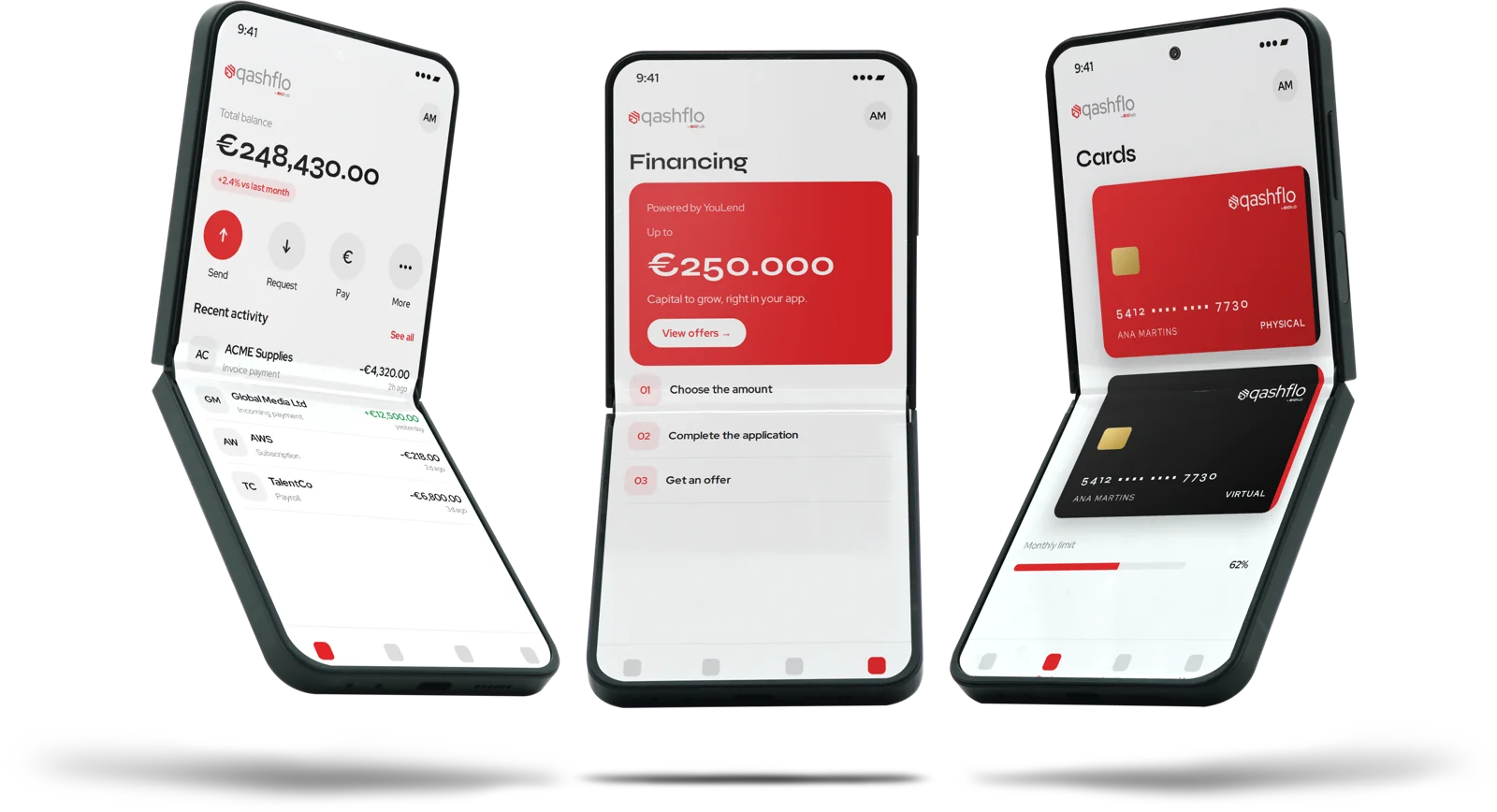 Qashflo foldable phone mockups