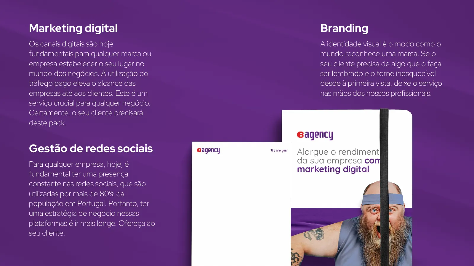 BIGagency marketing, branding and social media slide with stationery