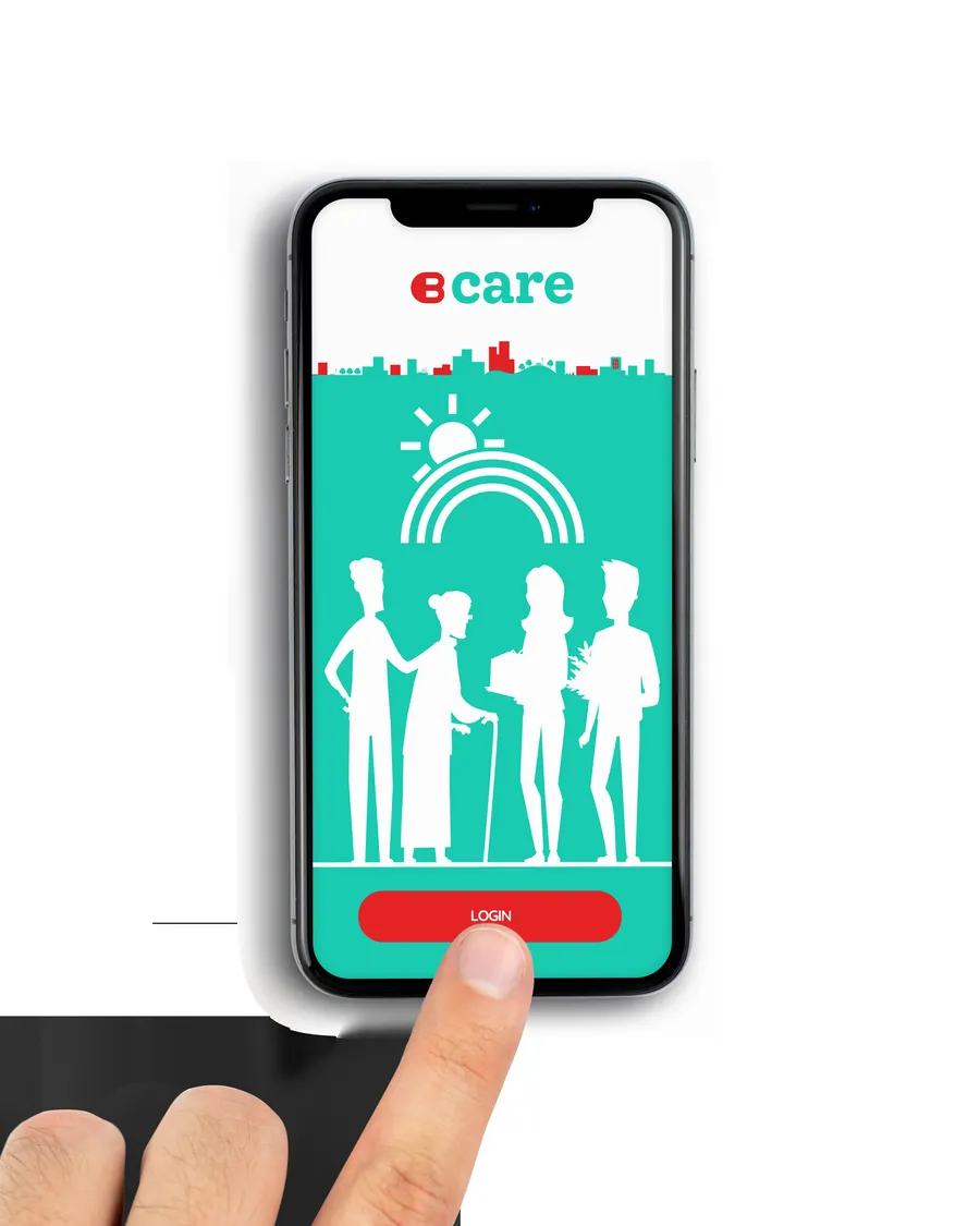 BIGcare app on an iPhone with the family silhouettes