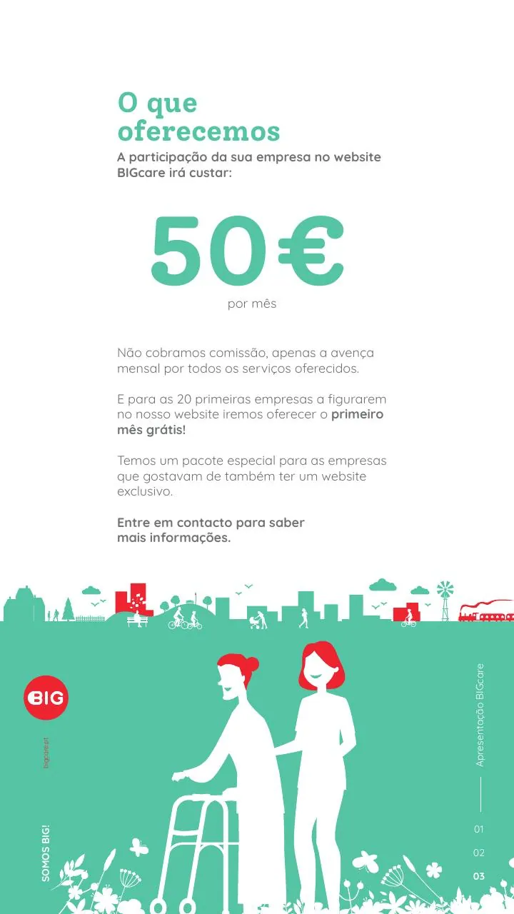 BIGcare slide: what we offer, 50 euros per month