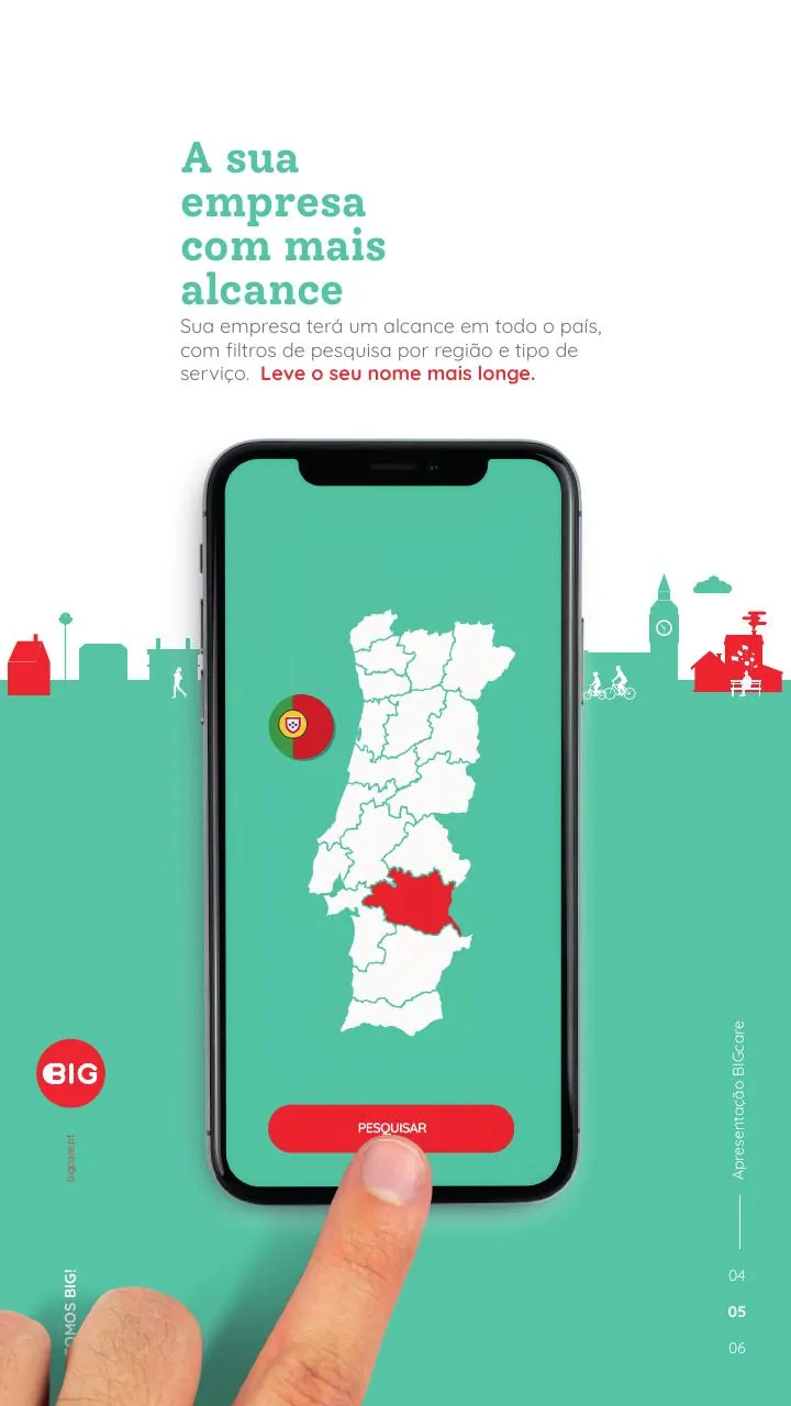 BIGcare slide: search your region on the map of Portugal
