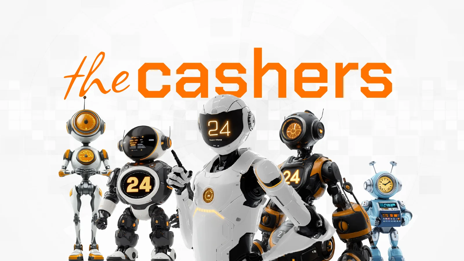 BIGcash The Cashers: robot characters on a white background