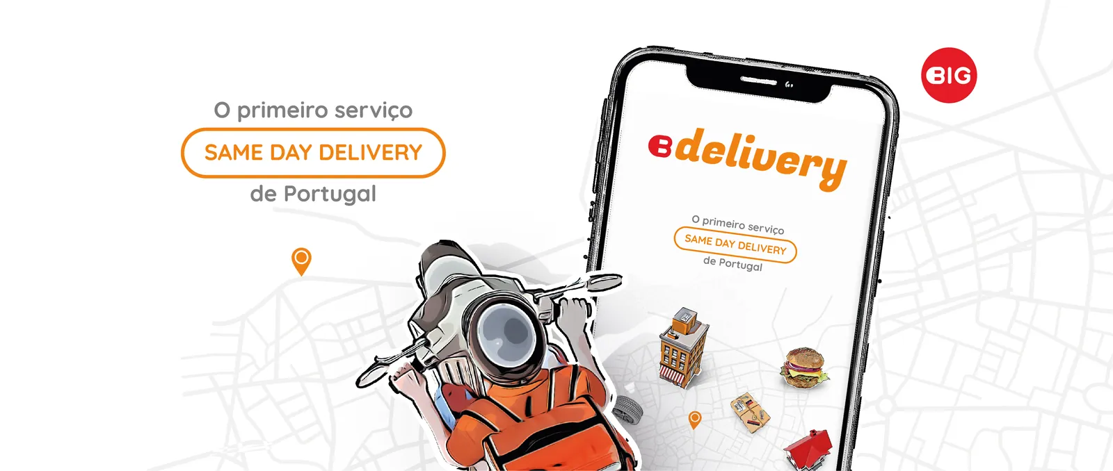 BIGdelivery cover with a scooter, phone and the tagline same day delivery