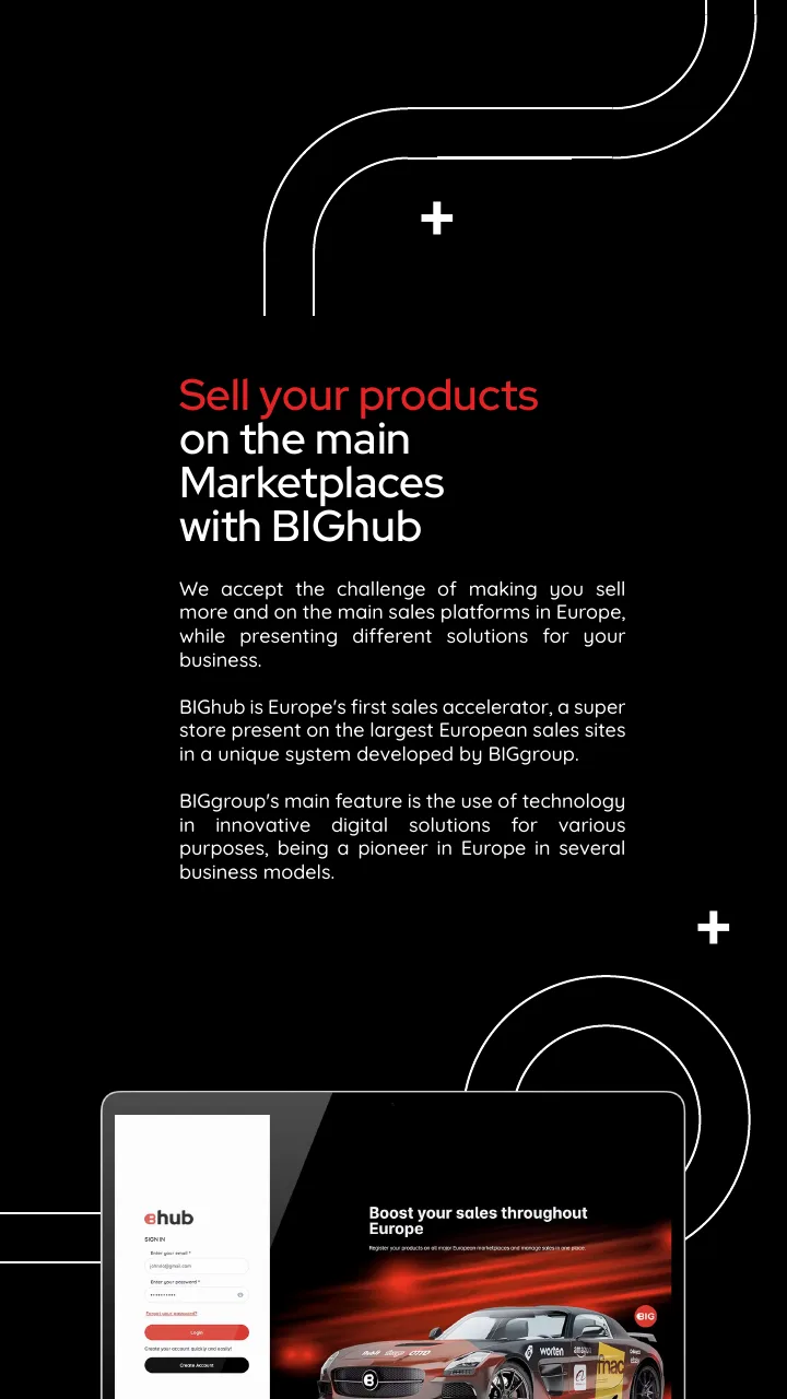 BIGhub slide: sell your products on the main marketplaces