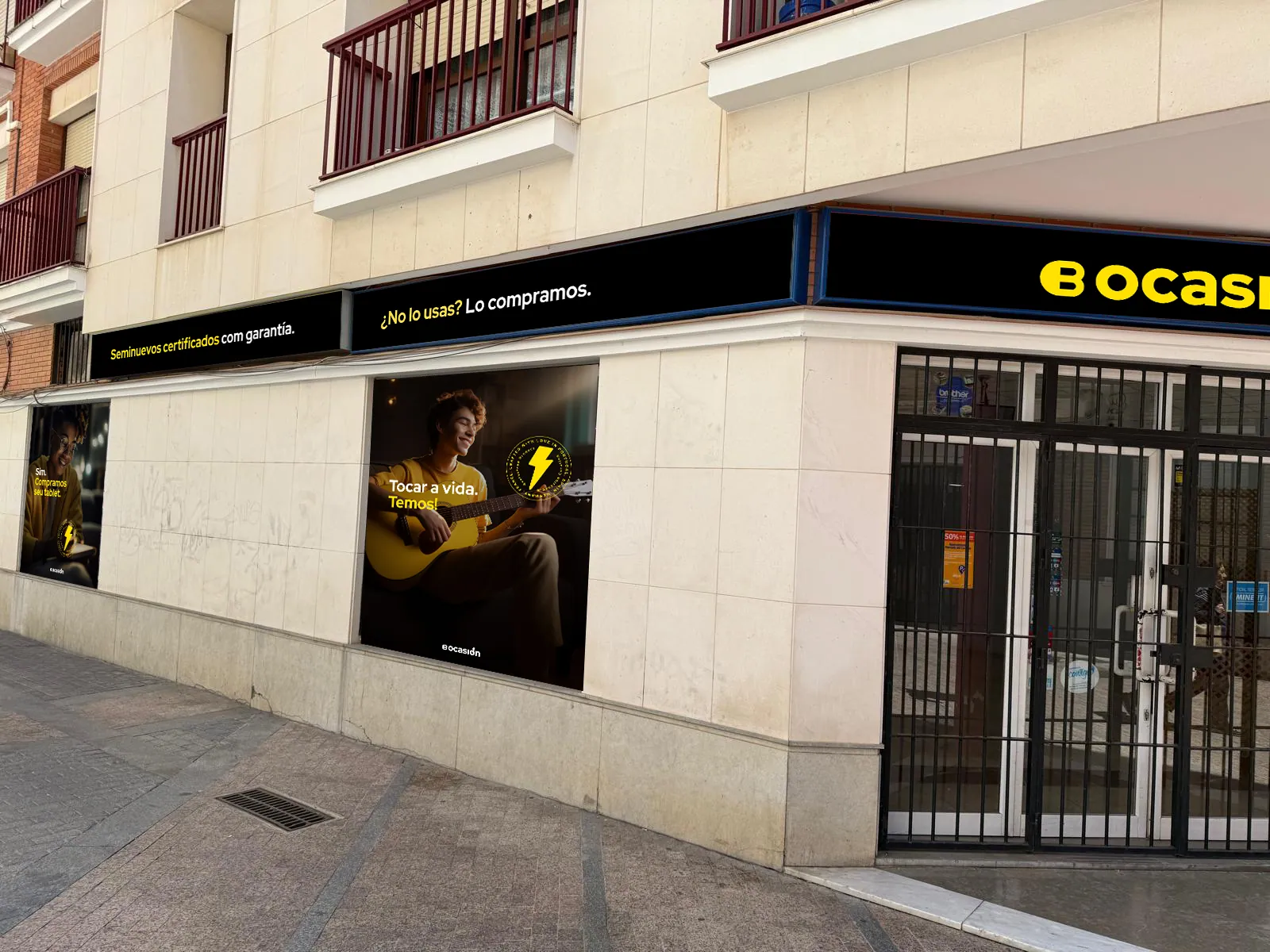 BIGocasion store front with yellow signage