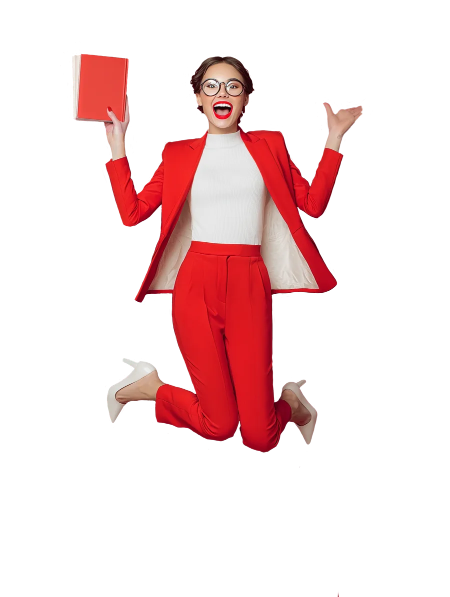 BIGsales campaign model: lawyer jumping with a red folder