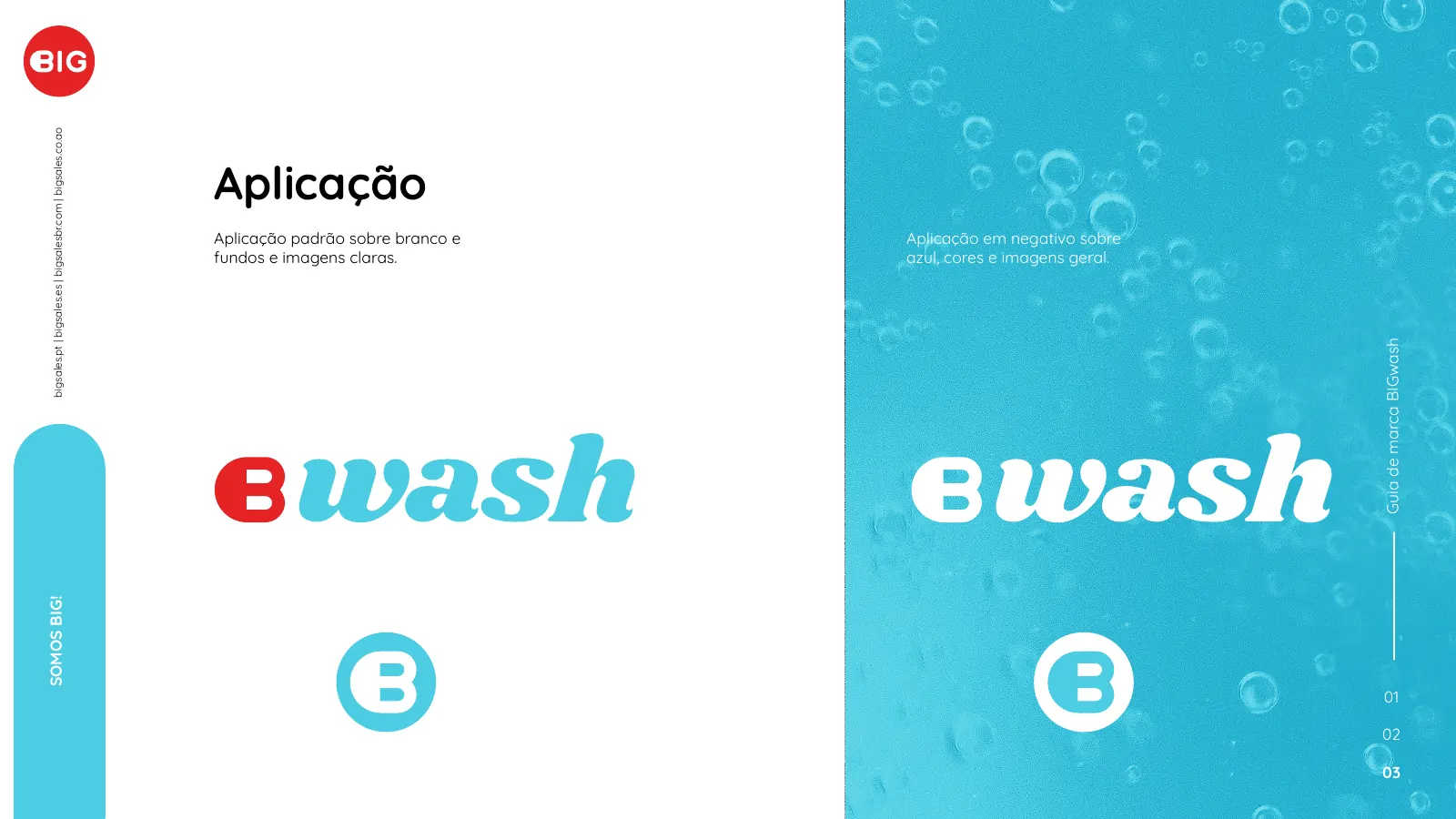 BIGwash logo application on white and blue