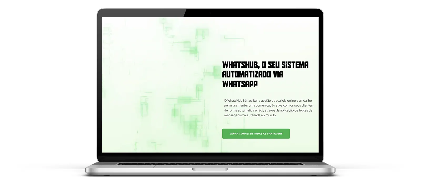 WHATShub website mockup on a laptop