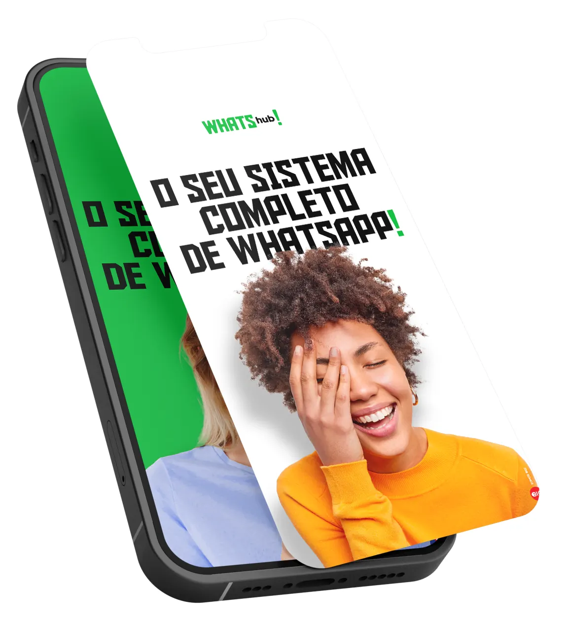 WHATShub website mockup on a phone