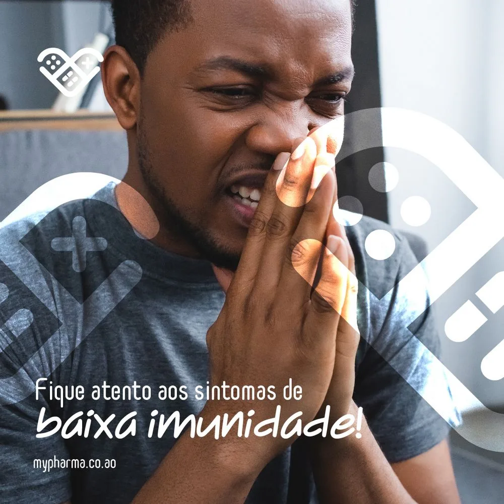 MyPharma social post about low immunity, with a man holding his nose