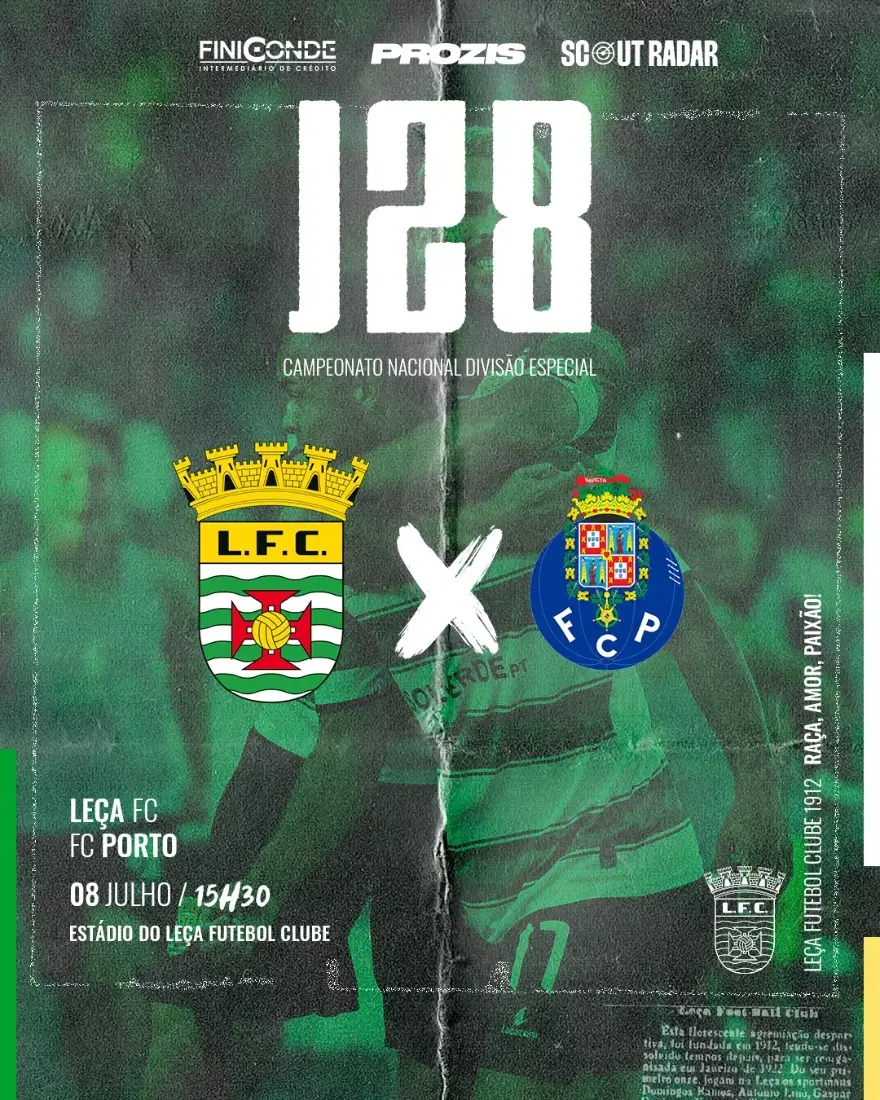 Leça FC against FC Porto, J28 card with both crests