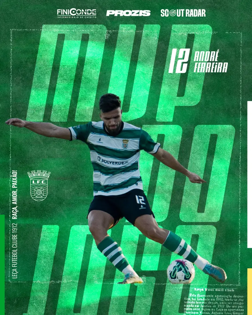 MVP card for André Ferreira, number 12, kicking the ball
