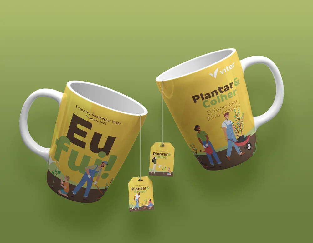 Plant and Harvest mug mockup, yellow and green